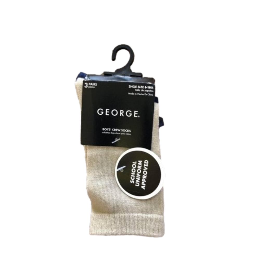 Boys Socks George Size 6-10 3 Pairs